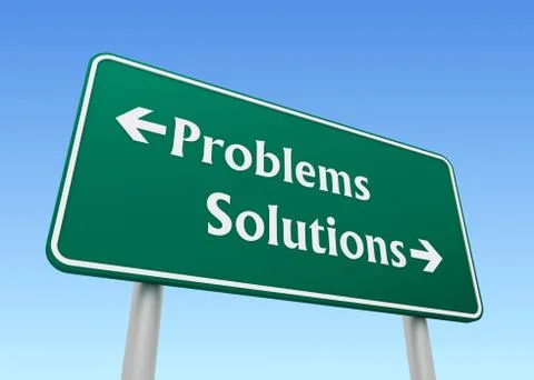 Problems solutions sign concept  3d illustration イラスト素材