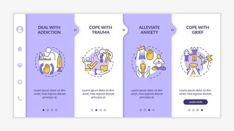 Problems to solve in group purple and white onboarding template イラスト素材