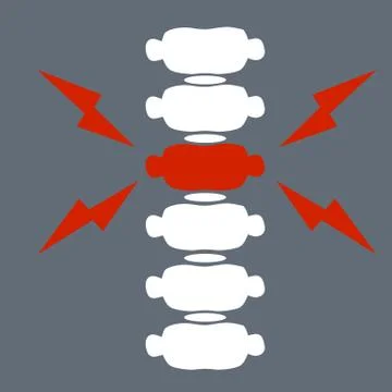 Problems with spine. Posture issues. Sick red place. Crack in White bone. Stock Illustration
