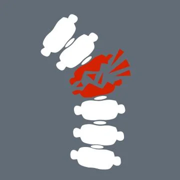 Problems with spine. Posture issues. Sick red place. Stock Illustration