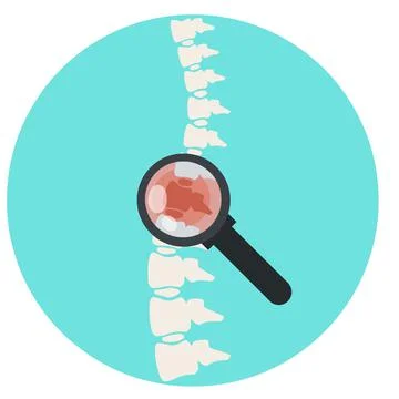 Problems with spine. Posture issues. Sick red place. Crack in White bone. Stock Illustration
