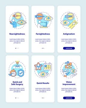 Problems to treat with the laser onboarding mobile app page screen Stock Illustration