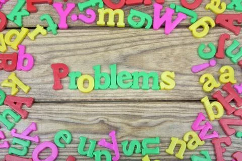 Problems on wooden table Stock Photos