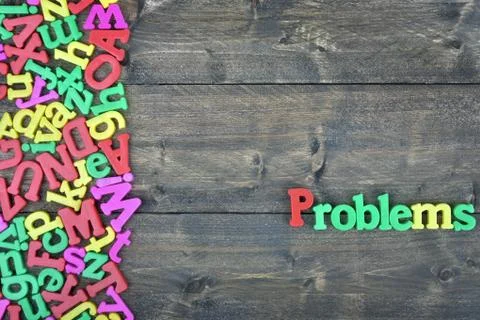 Problems on wooden table Foto stock
