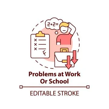Problems at work and school concept icon 库存插图
