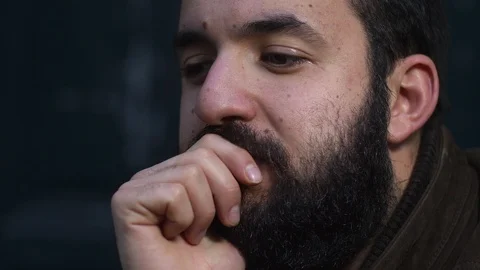 Problems, worries, troubles. Man thoughtfully concentrated on finding solution Stock Footage 92717812