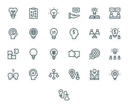 ProblemSolving 64x64 Vector Icon Pack with 25 Regular Line Detail Enhanced .. Illustrazione stock