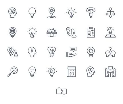 ProblemSolving Vector Icon Collection featuring 25 Editable Retina Ready Re.. Stock Illustration