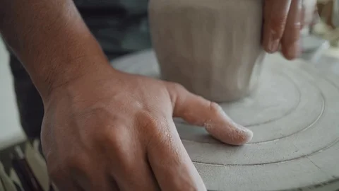 Proccess of artisan clay ceramic workshop creation Video stock 79827638