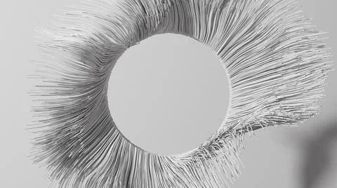 Procedural 3D illustration of a round frame formed by countless threads Stock Illustration