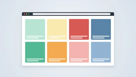 Procedural-browser-card-grid Stock Footage 347499572