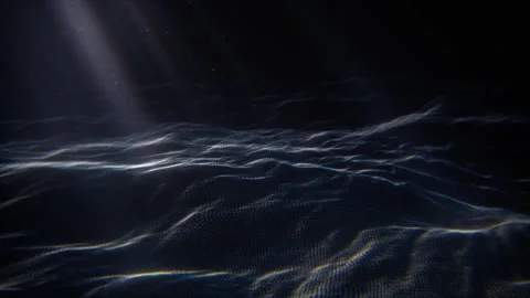 Procedural Digital Particle Waves with Volumetric Lighting, HD 3D Render Stock Footage 325726152