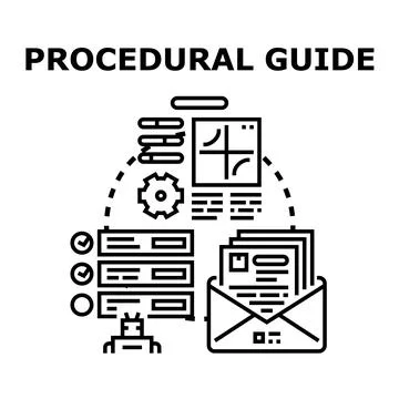 Procedural guide providing step by step instructions for process Stockillustratie
