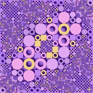 Procedurally generated pattern of multiple geometric elements. 3d rendering Stock Illustration