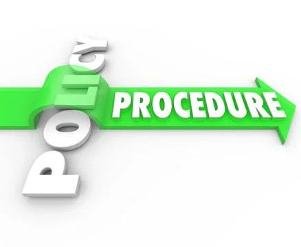 Procedure arrow jumping over policy word practice process Ilustración de archivo