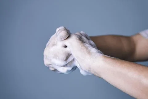Procedure for correct hand washing, step five Foto stock