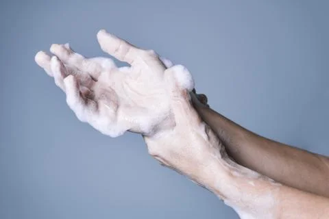 Procedure for correct hand washing, step eight Stock Photos