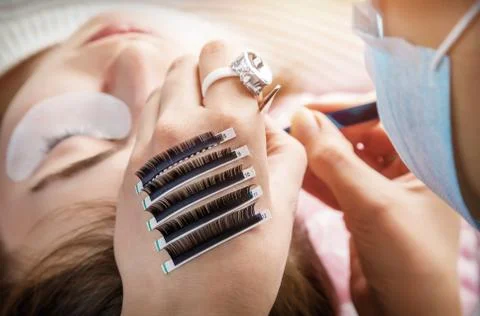 The procedure of eyelash Stock Photos