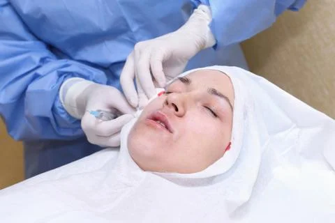 Procedure of face lifting surgery. Stock Photos