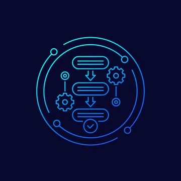 Procedure icon, operation steps, linear design Stock Illustration