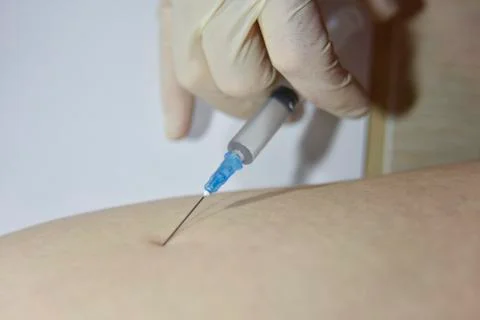 The procedure of intramuscular injection, close-up Stock Photos