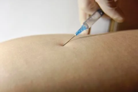The procedure of intramuscular injection, close-up Stock Photos