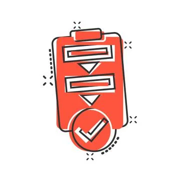Procedure list icon in comic style. Document project cartoon vector illustrat 스톡 일러스트