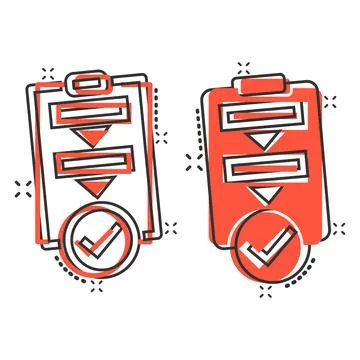 Procedure list icon in comic style. Document project cartoon vector illustrat Stock Illustration