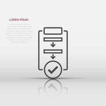 Procedure list icon in flat style. Document project vector illustration on .. Stock Illustration