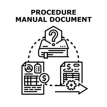 Procedure manual document concept explaining business process Stock Illustration