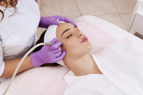 Procedure of Microdermabrasion. Stock Photos