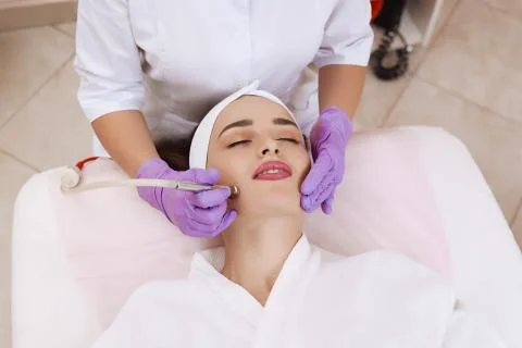 Procedure of Microdermabrasion. Stock Photos