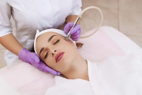 Procedure of Microdermabrasion. Stock Photos