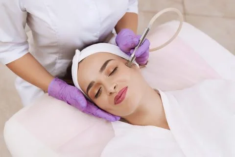Procedure of Microdermabrasion. Stock Photos