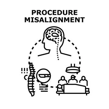 Procedure misalignment in medical surgery vector concept Stock Illustration
