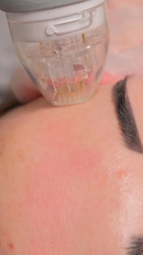 Procedure needle fractional RF for face lifting in a beauty clinic Stock Footage 278368948