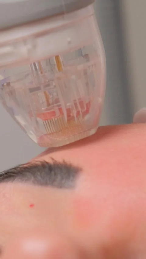 Procedure needle fractional RF for face lifting in a beauty clinic Stock Footage 278368964