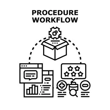Procedure workflow process creating business strategy development Illustrazione stock