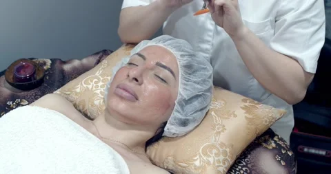 Procedures for cleaning, lifting, rejuvenating the face Video stock 134933970
