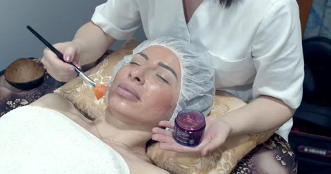 Procedures for cleaning, lifting, rejuvenating the face Video stock 134934025