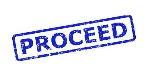 PROCEED Stamp with Corroded Surface and Rounded Rectangle Frame Stock Illustration