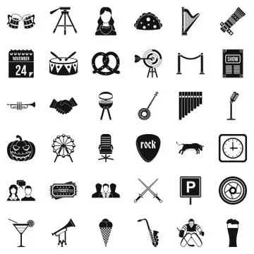 Proceeding icons set, simple style Stock Illustration