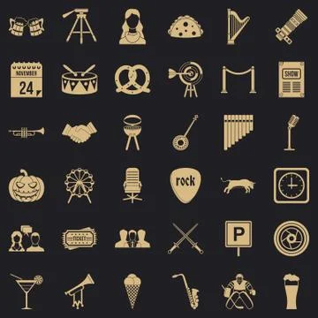 Proceeding icons set, simple style Stock Illustration