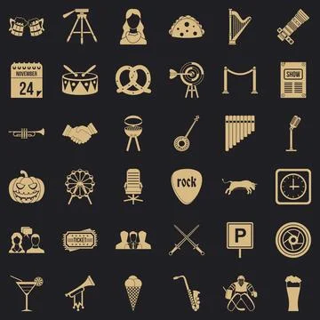 Proceeding icons set, simple style Stock Illustration
