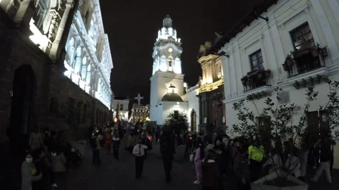 "Procesión De La Luz" Easter Holy Week Celebrations In Ecuador Video stock 304036421