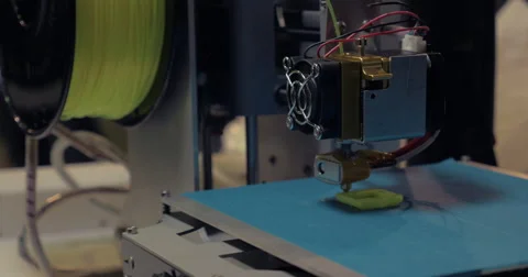 Process of 3D printing with plastic wire filament on 3D printer Stock Footage 68867978