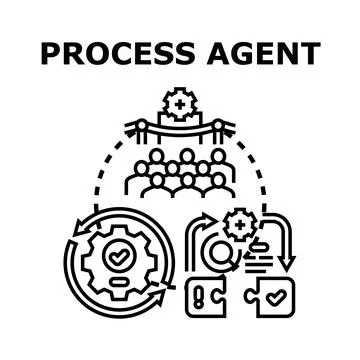 Process agent managing workflow development and operations Stock Illustration