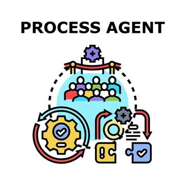 Process agent managing workflow development and operations Stock Illustration
