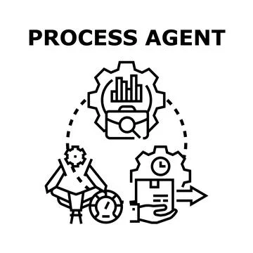 Process agent representing business workflow management tasks Illustrazione stock