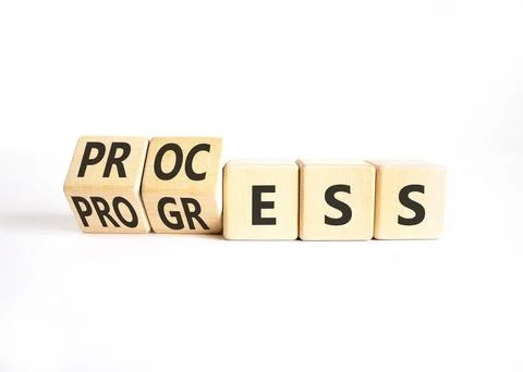 Process and progress symbol. Concept words Process and Progress on beautifu.. Stockfoto's